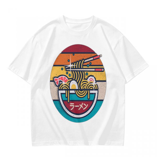 Olive T-shirt with Retro Ramen Bowl Chopsticks Graphic