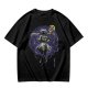 Olive T-shirt with dark anime elf mage holding staff and purple magic circle print