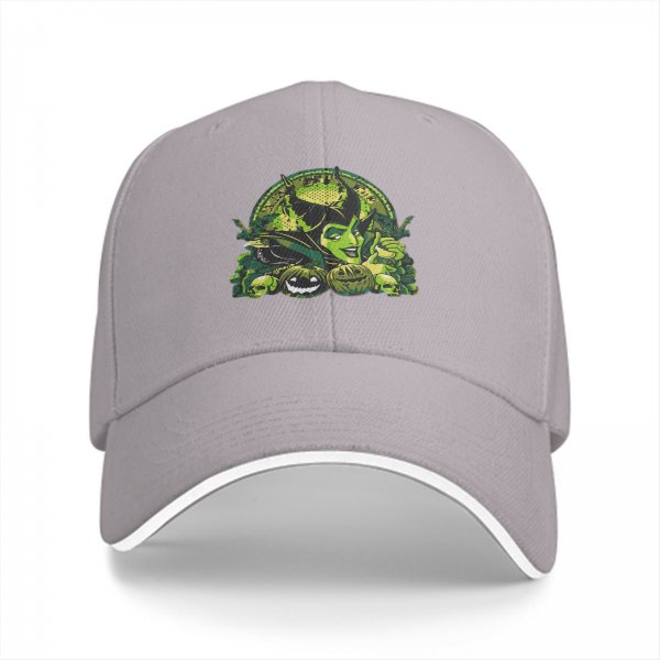 Black Baseball Cap with Maleficent Halloween Themed Print