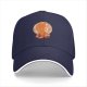 Black Baseball Cap with Orange Anime Character Silhouette Print