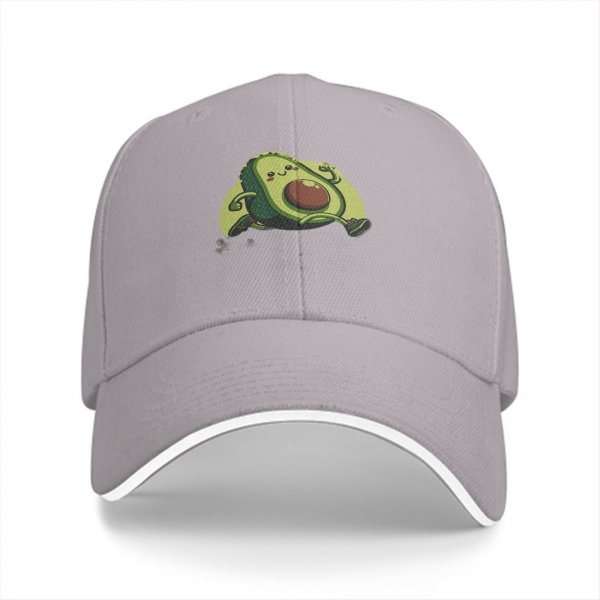 Black Baseball Cap With Cute Running Avocado Graphic