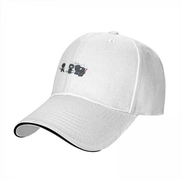 Black Baseball Cap With Chibi Ninja Characters Graphic