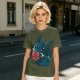 Olive T-Shirt With Cute Baby Dragon Reading Book Print