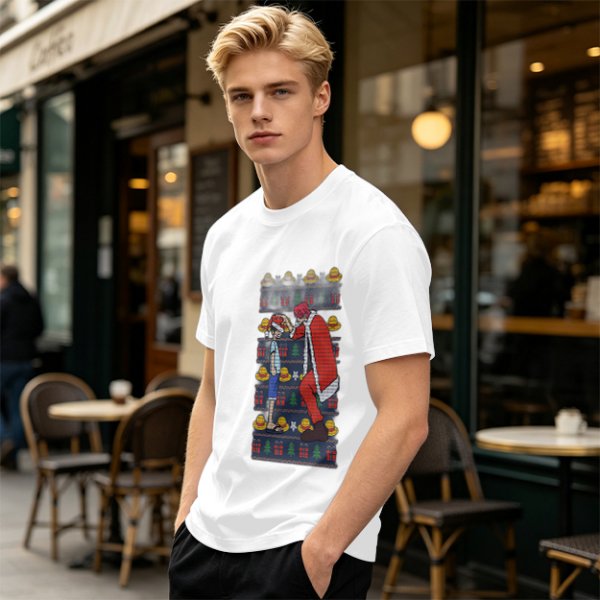 One Piece Luffy and Shanks Christmas Themed Graphic T-Shirt