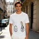 Oversized Olive T-Shirt With Sad Clouds And Rainbow Drip Graphic