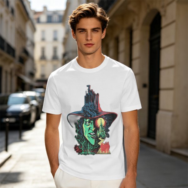 Olive T-Shirt with Wicked Witch of the West Emerald City Artwork
