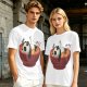 Olive green t-shirt with a panda relaxing in a steaming ramen bowl print