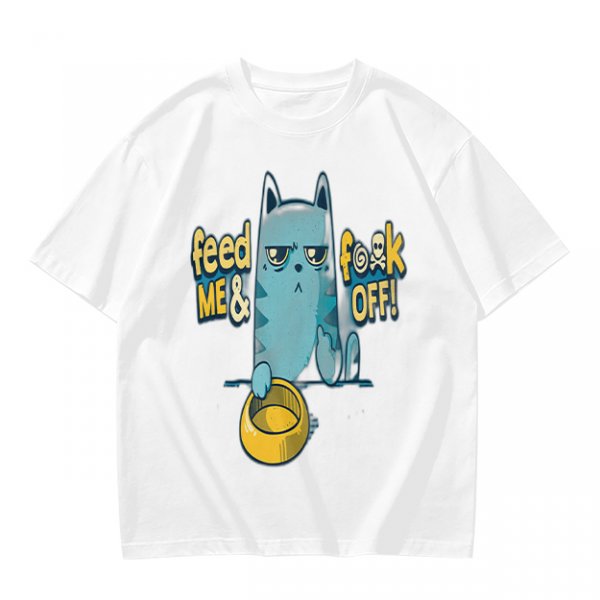 Olive T-Shirt With Grumpy Cat Feed Me And F Off Print