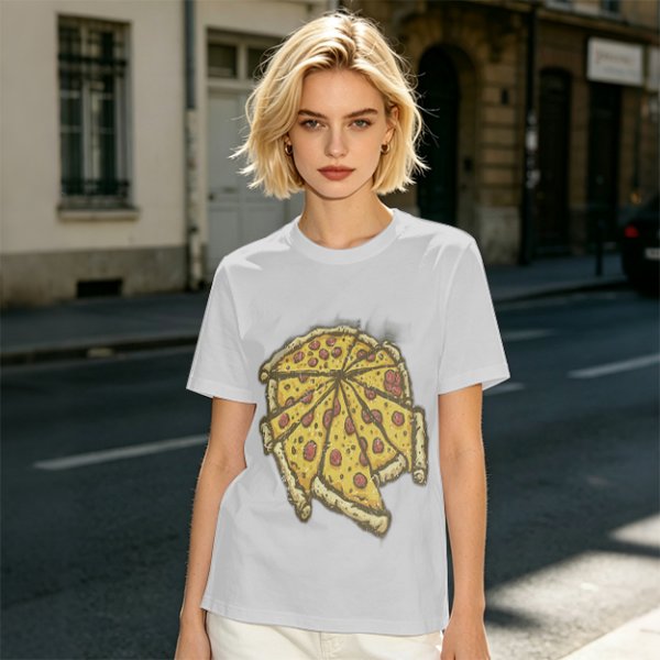 Olive Green T-Shirt With Pepperoni Pizza Slice Graphic