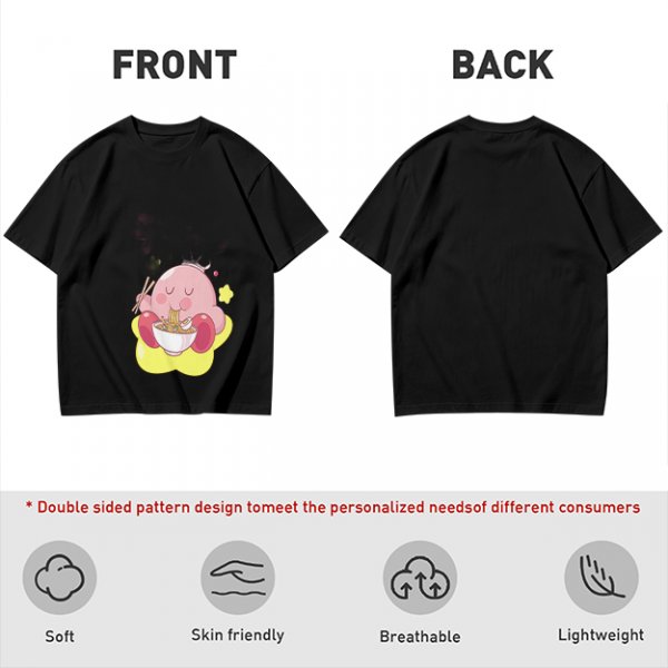 Olive T-shirt Featuring Kirby Eating Ramen on a Warp Star