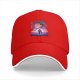 Black baseball cap with anime sunset graphic print