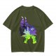 Olive green t-shirt with Maleficent fantasy silhouette graphic