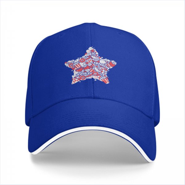 Black Baseball Cap With Patriotic Star Freedom Bravery Print