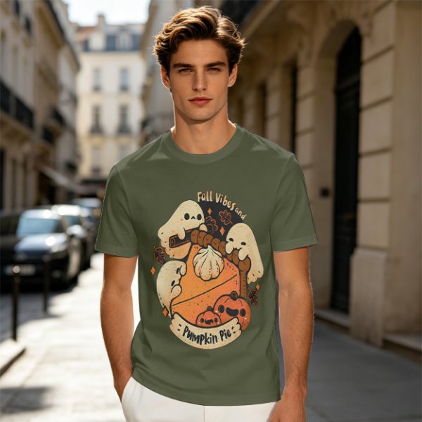 Fall Vibes and Pumpkin Pie Ghost Graphic T-Shirt