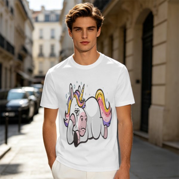 Olive T-shirt with Bored Unicorn Graphic Print