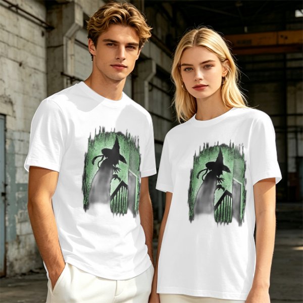 Olive T-Shirt With Spooky Witch Silhouette Halloween Graphic