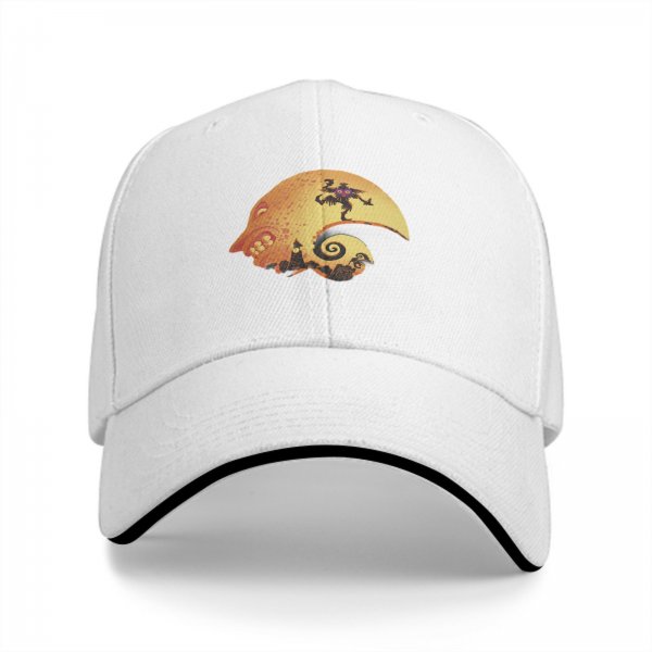 Black baseball cap with Halloween skull moon graphic design