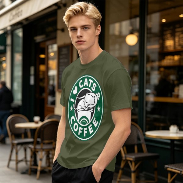 I Love Cats And Coffee Graphic T-Shirt