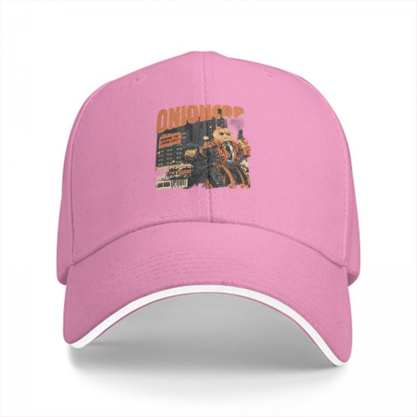 Black baseball cap with Onion Cop graphic print