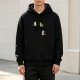 Black hoodie with cute unicorn and cat graphic prints