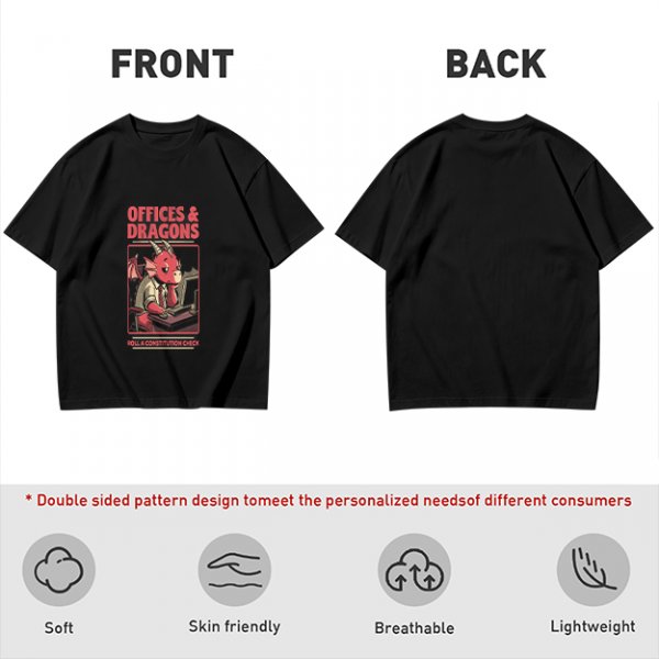 Offices & Dragons T-Shirt with Bored Office Dragon Art