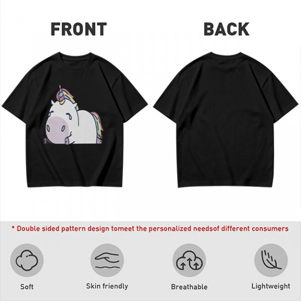 Olive Green T-Shirt With Crying Chubby Unicorn Rainbow Print