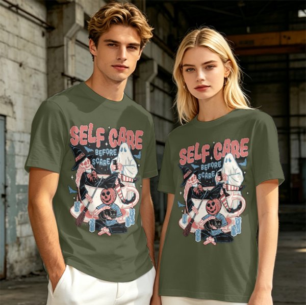Self Care Before Scare Halloween Themed Graphic T-Shirt