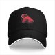 Black Baseball Cap With Playful Black Cat Red Thunder Cat Logo Print