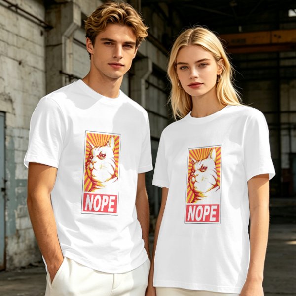 Olive Green T-Shirt With Grumpy Cat 'NOPE' Propaganda Print