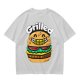 Olive T-Shirt with Smiling Grilled Burger Graphic