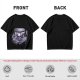Olive T-shirt with Gothic Skull Teacup and Roses Print