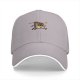 Black baseball cap with running cassette tape graphic
