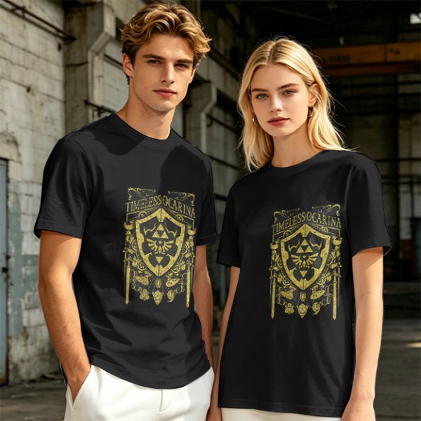 Timeless Ocarina Zelda Shield Graphic Olive T-Shirt