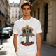 Olive graphic t-shirt with swords n sorcery appetite for sacrifice cross design