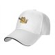 Black baseball cap with a cartoon orange cat holding a baseball bat