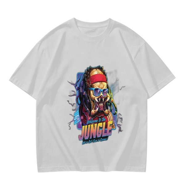 Olive T-Shirt with Retro Predator 'Welcome to the Jungle' Print