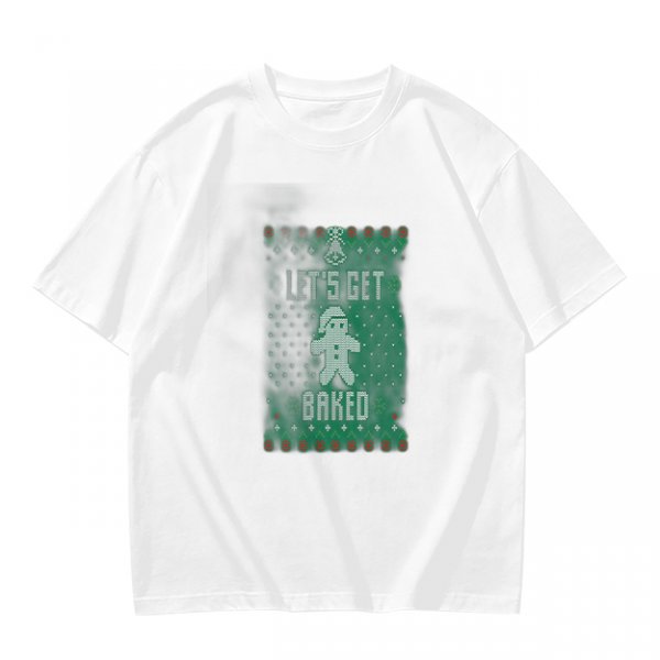 Olive Christmas T-Shirt With 'Let's Get Baked' Gingerbread Man Print
