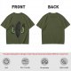 Olive Green T-Shirt With Dark Monster Face Graphic Print