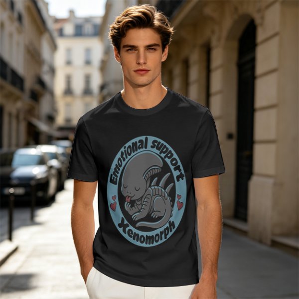 Emotional Support Xenomorph Cute Graphic T-Shirt