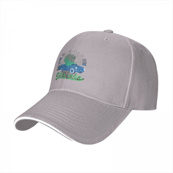 Black baseball cap with classic car and green character graphic