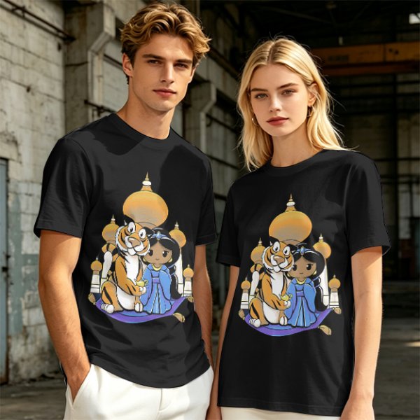 Disney Aladdin Princess Jasmine and Rajah Tiger Graphic T-Shirt