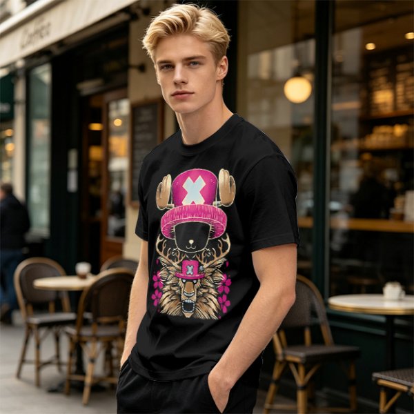 Olive T-Shirt with Tony Tony Chopper Lion Art Print