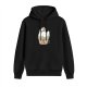 Black Hoodie With Cute Chicken In Pi Pot Graphic Print
