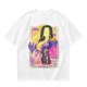 Oriental anime character graphic olive green casual t-shirt