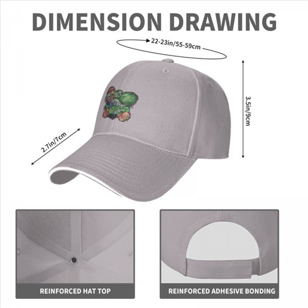 Black Baseball Cap With Artistic Mario And Green Turtle Print