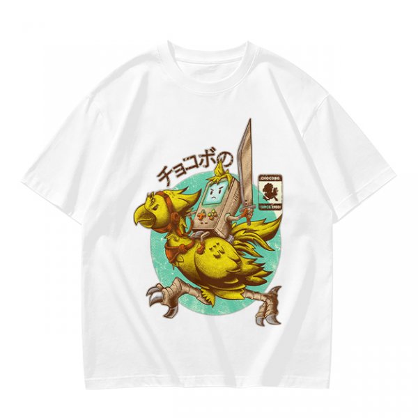 Chocobo Rider with Retro Game Character Graphic T-Shirt