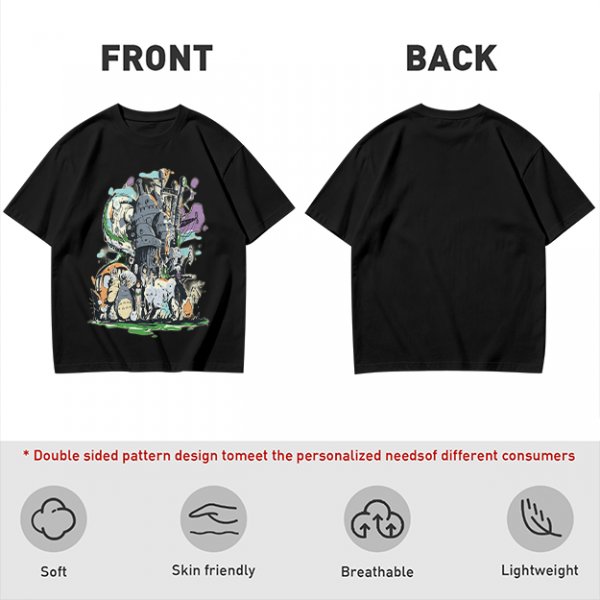 Olive T-shirt with Studio Ghibli Character Mashup Art Print