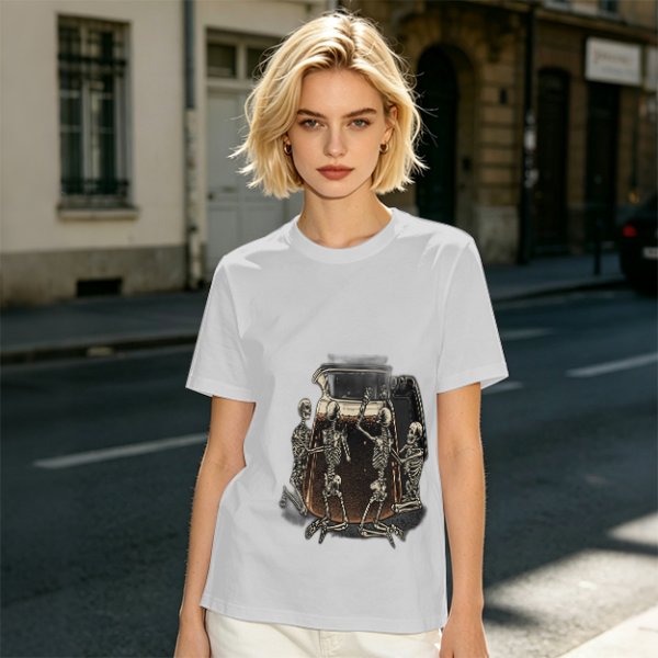 Olive T-Shirt With Skeletons Holding A Beer Pitcher Graphic