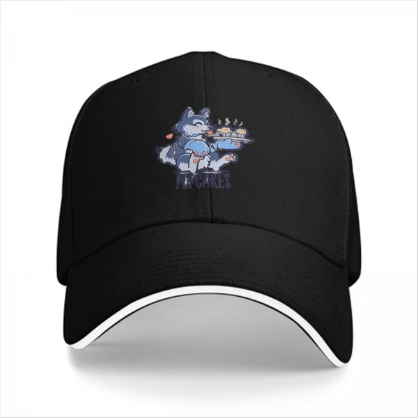 Black Baseball Cap With Cute Husky Holding Pupcakes Art