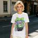Olive T-shirt with spooky juice box graphic and playful skull art